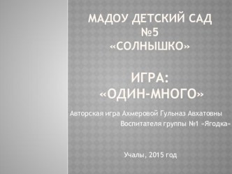 Авторская игра Один - много презентация по развитию речи