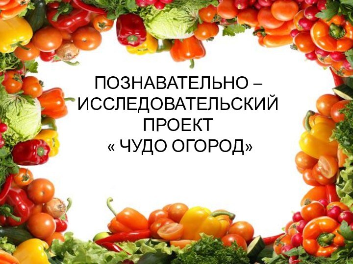 Познавательно – исследовательский проект « Чудо – огород»ПОЗНАВАТЕЛЬНО –ИССЛЕДОВАТЕЛЬСКИЙ ПРОЕКТ « ЧУДО ОГОРОД»