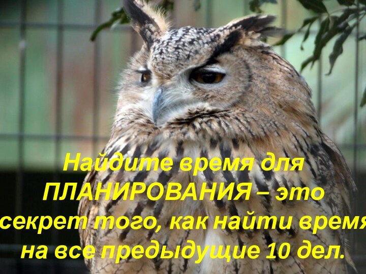 Найдите время для ПЛАНИРОВАНИЯ – это секрет того, как найти время на все предыдущие 10 дел.