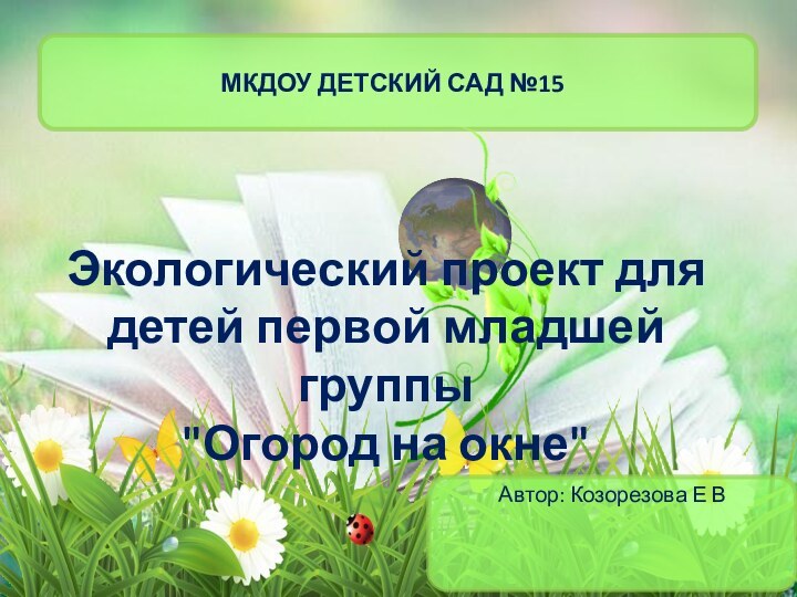 Экологический проект для детей первой младшей группы 