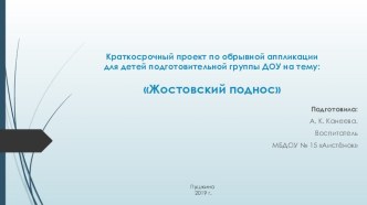 Проект Жостовский поднос проект по аппликации, лепке (подготовительная группа)