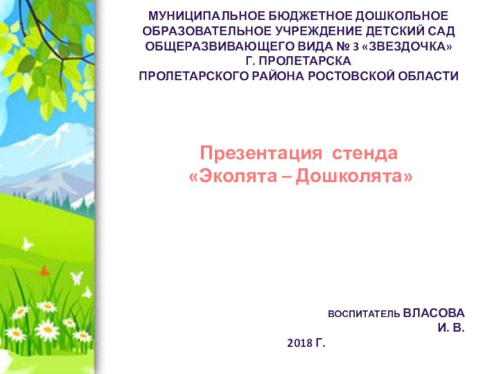 Муниципальное бюджетное дошкольное образовательное учреждение детский сад общеразвивающего вида № 3 «Звездочка»