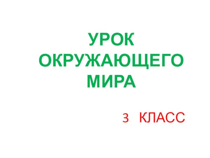 УРОК  ОКРУЖАЮЩЕГО  МИРА3  КЛАСС