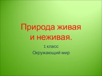 Природа живая и неживая презентация к уроку по окружающему миру (1 класс) по теме