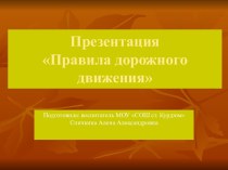 Правила дорожного движения воспитатель Спичкина А.А. презентация к занятию по окружающему миру (подготовительная группа)