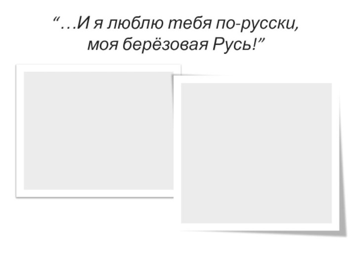 “…И я люблю тебя по-русски, моя берёзовая Русь!”