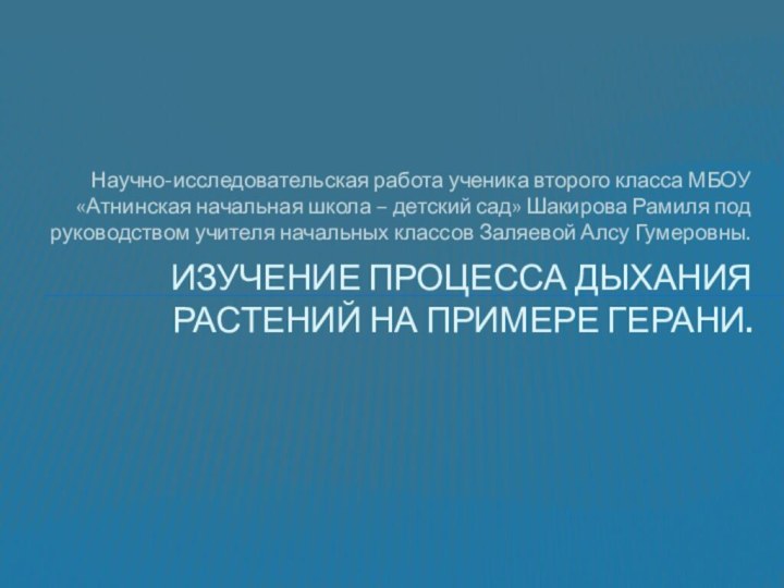 Научно-исследовательская работа ученика второго класса МБОУ «Атнинская начальная школа – детский сад»