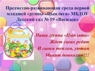 Презентация предметно-развивающей среды гр. Цыплята презентация к уроку (младшая группа)