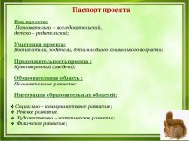 детско-родительский проект Лесные жители нашего края проект по окружающему миру (младшая группа)