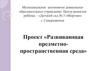 Проект Развивающая предметно-пространственная среда проект по теме