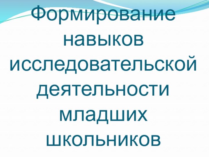 Формирование навыков исследовательской деятельности младших школьников