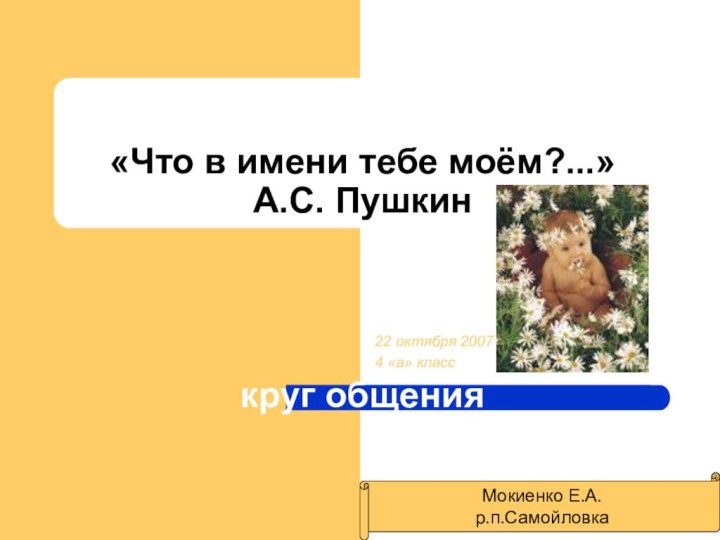 «Что в имени тебе моём?...» А.С. Пушкин