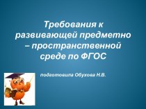 Требования к развивающей предметно -пространственной среде по ФГОС презентация