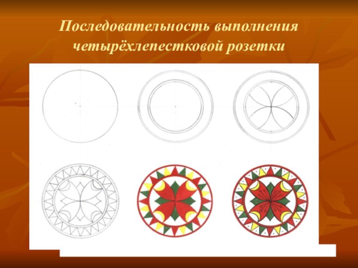 Последовательность выполнения  четырёхлепестковой розетки