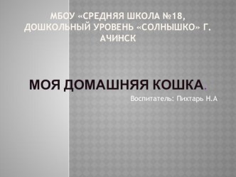 Презентация Моя домашняя кошка презентация к уроку по окружающему миру (младшая, средняя, старшая, подготовительная группа)