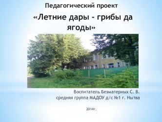 Педагогический проект Летние дары-ягоды да грибы проект по окружающему миру (средняя группа)