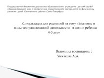 Значение театрализованной деятельности в жизни ребенка 4-5 лет презентация к уроку (средняя группа)