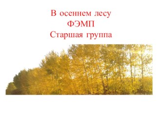 Презентация В осеннем лесу методическая разработка по математике (старшая группа)