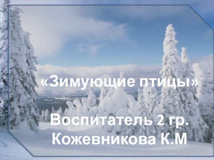 «Зимующие птицы»Воспитатель 2 гр.Кожевникова К.М