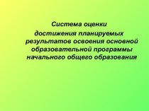 Система оценки достижения планируемых результатов освоения основной образовательной программы начального общего образования статья