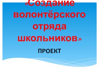 Проект создания волонтёрского отряда ВолЯ проект