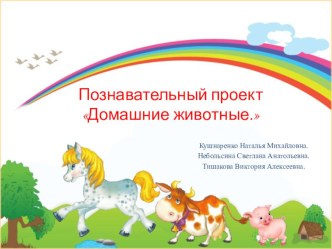 Презентация проекта Домашние животные 1 младшая группа. проект (младшая группа)