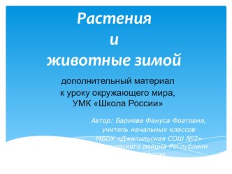 Растения и животные зимой презентация к уроку по окружающему миру (2 класс)