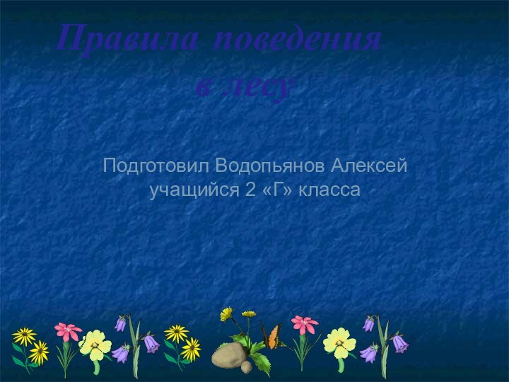 Правила поведения      в лесуПодготовил Водопьянов Алексей учащийся 2 «Г» класса