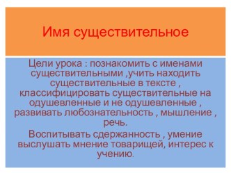 Презентация к уроку по русскому языку Имя существительное презентация к уроку по русскому языку