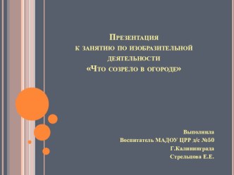 Презентация к занятию по изобразительной деятельности в старшей группе Что созрело в огороде презентация к уроку по рисованию (старшая группа)