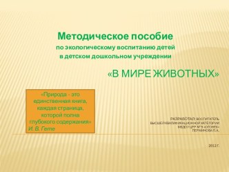 Презентация В мире животных презентация к занятию по окружающему миру (средняя группа) по теме