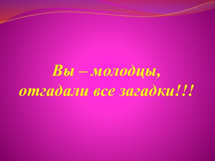 Вы – молодцы, отгадали все загадки!!!