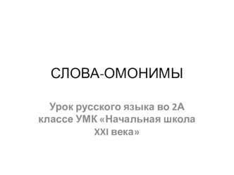 Урок русского языка Слова - омонимы план-конспект урока по русскому языку (2 класс)