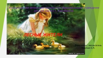 Презентация- Лесные жители презентация к занятию (средняя группа)
