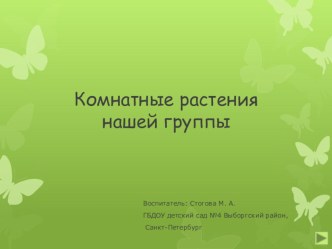 Комнатные растения нашей группы презентация к уроку по окружающему миру (старшая, подготовительная группа) по теме