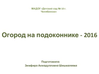 Наш огород - цветет круглый год презентация