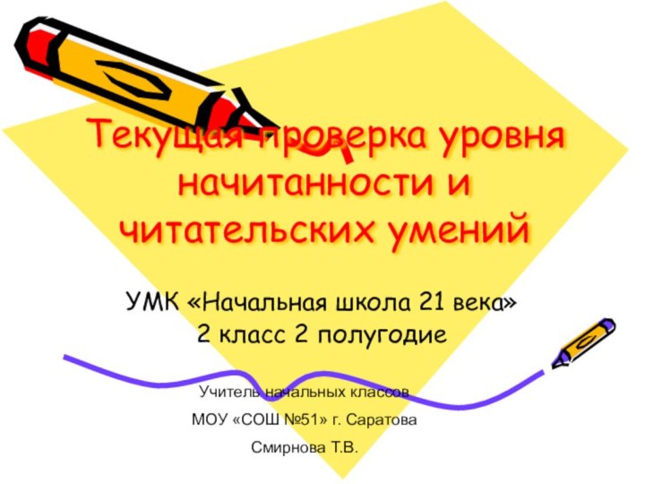 Текущая проверка уровня начитанности и читательских уменийУМК «Начальная школа 21 века»2 класс