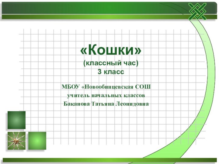 «Кошки» (классный час) 3 классМБОУ «Новообинцевская СОШучитель начальных классовБаканова Татьяна Леонидовна 