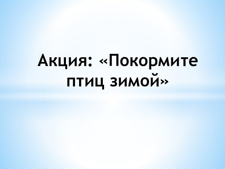 Акция: «Покормите птиц зимой»