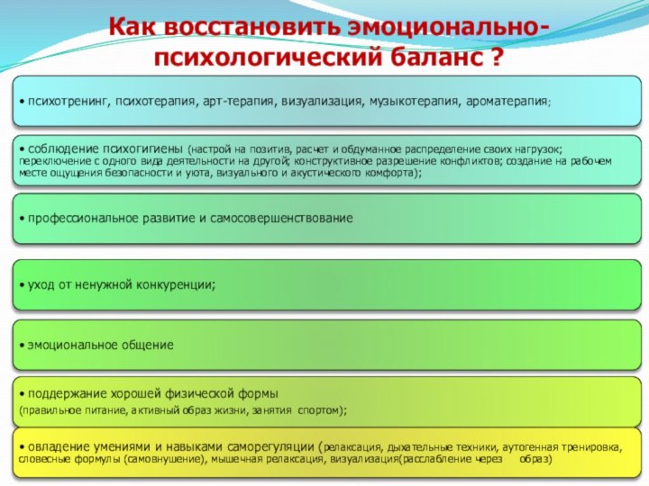 Как восстановить эмоционально- психологический баланс ?