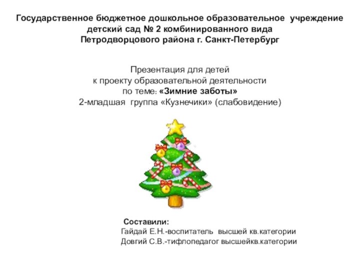 Государственное бюджетное дошкольное образовательное учреждениедетский сад № 2 комбинированного видаПетродворцового района г.