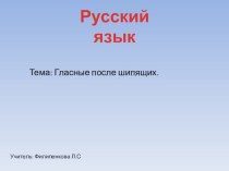 Гласные после шипящих методическая разработка по русскому языку