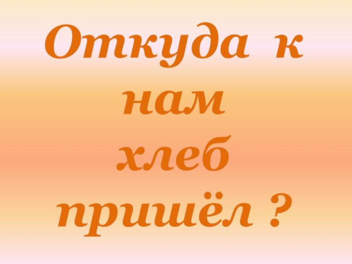 Откуда к нам  хлеб пришёл ?