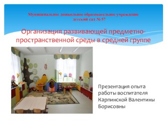 Создание развивающей предметно-пространственной среды презентация к уроку (средняя группа)