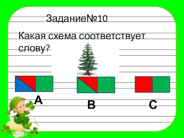 Задание№10Какая схема соответствует слову?АВС