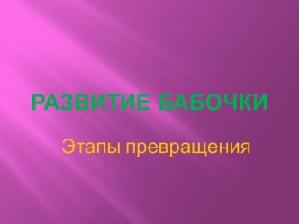 Развитие бабочки (этапы превращения) презентация к уроку по окружающему миру (старшая, подготовительная группа)