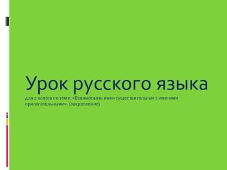 Презентация к уроку русского языка во 2 классе по теме Связь имен существительных с именами прилагательными презентация к уроку по русскому языку (2 класс) по теме