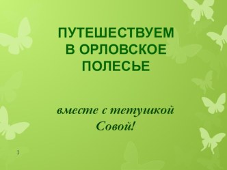 Презентация для детей Путешествуем в Орловское полесье вместе с тетушкой Совой презентация к занятию по окружающему миру (средняя группа)