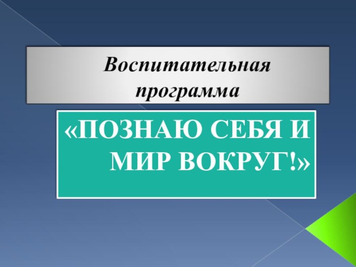 Воспитательная программа«ПОЗНАЮ СЕБЯ И МИР ВОКРУГ!»