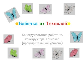 Бабочка из Технолаб презентация к уроку по конструированию, ручному труду (старшая, подготовительная группа)